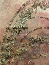 Load image into Gallery viewer, Gletter Metallic Designs On Mesh flowers Lace Non Stretch Fabric With Sequins By Yard rosa gold
