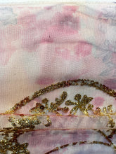 Load image into Gallery viewer, Gletter Metallic Designs On Mesh flowers Lace Non Stretch Fabric With Sequins By Yard rosa gold