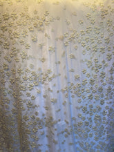 Load image into Gallery viewer, Gletter Metallic Sequins flowers Designs On Gold Mesh Lace Non Stretch Fabric With Sequins By Yard Gold /rosa