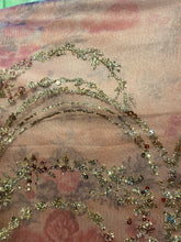 Load image into Gallery viewer, Gletter Metallic Designs On Mesh flowers Lace Non Stretch Fabric With Sequins By Yard rosa gold