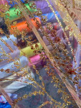 Load image into Gallery viewer, Gletter Metallic Designs On Mesh flowers Lace Non Stretch Fabric With Sequins By Yard rosa gold