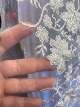 Load image into Gallery viewer, Gletter Metallic Sequins flowers Designs On Gold Mesh Lace Non Stretch Fabric With Sequins By Yard Gold /rosa