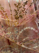 Load image into Gallery viewer, Gletter Metallic Designs On Mesh flowers Lace Non Stretch Fabric With Sequins By Yard rosa gold