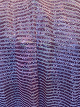 Load image into Gallery viewer, Striped sequin fabric with Mesh stretches for all 4 sides in rosa pink sold by the yard
