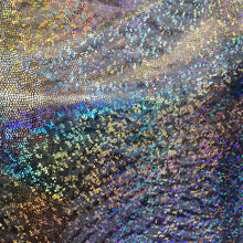 Load image into Gallery viewer, iridescent Hologram grey/black tiger design spandex stretch for all 4 sides 58/60 wide sold by the yard
