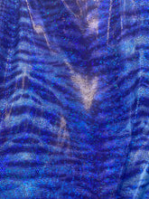 Load image into Gallery viewer, iridescent Hologram roya blue tiger design spandex stretch for all 4 sides 58/60 wide sold by the yard
