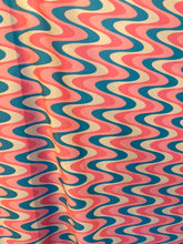 Load image into Gallery viewer, Wave Designs Print white/blue/pink  spandex fabric stretches to all 4 sides sold by yards
