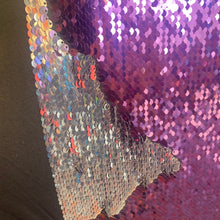 Load image into Gallery viewer, Eggplant /silver Reversible Stretch Sequins On 2 Way Stretch Spandex Sequins Fabric By Yard
