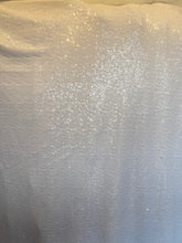 Load image into Gallery viewer, Mini white Sequins On 4 Way white Stretch Espandex Fabric sold by the yard
