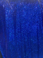 Load image into Gallery viewer, mini R royal  sequin with nevy mesh stretches to 2 sides sold by the yard
