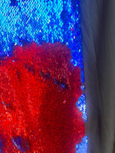 Load image into Gallery viewer, Red/R.blue Reversible Stretch Sequins On 2 Way Stretch Spandex Sequins Fabric By Yard
