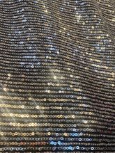 Load image into Gallery viewer, mini silve sequin with black mesh stretches to 2 sides sold by the yard
