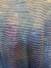 Load image into Gallery viewer, Striped sequin fabric with Mesh stretches for all 4 sides in L gold sold by the yard
