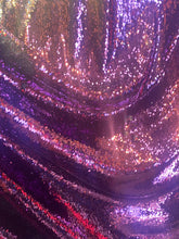 Load image into Gallery viewer, Eggplant /silver Reversible Stretch Sequins On 2 Way Stretch Spandex Sequins Fabric By Yard
