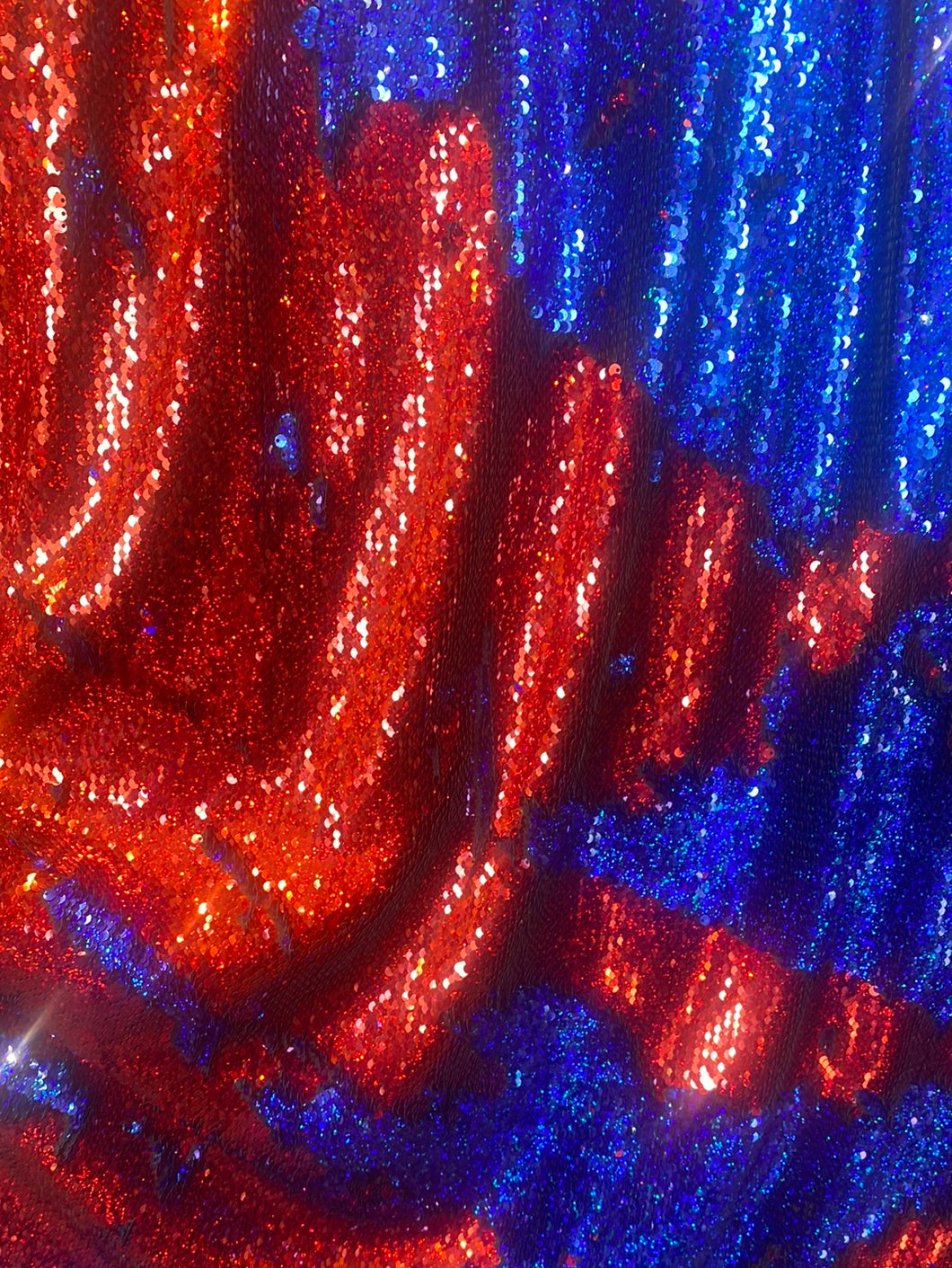 Red/R.blue Reversible Stretch Sequins On 2 Way Stretch Spandex Sequins Fabric By Yard