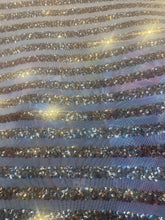 Load image into Gallery viewer, Striped sequin fabric with Mesh stretches for all 4 sides in L gold sold by the yard
