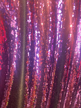 Load image into Gallery viewer, Eggplant /silver Reversible Stretch Sequins On 2 Way Stretch Spandex Sequins Fabric By Yard
