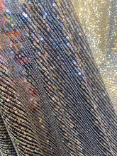 Load image into Gallery viewer, mini silve sequin with black mesh stretches to 2 sides sold by the yard
