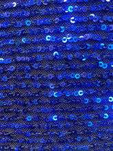 Load image into Gallery viewer, mini R royal  sequin with nevy mesh stretches to 2 sides sold by the yard
