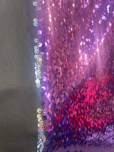 Load image into Gallery viewer, Eggplant /silver Reversible Stretch Sequins On 2 Way Stretch Spandex Sequins Fabric By Yard
