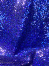 Load image into Gallery viewer, Mini R blue  multicolor Sequins On 4 Way R blue Stretch Espandex Fabric sold by the yard
