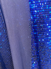 Load image into Gallery viewer, mini R royal  sequin with nevy mesh stretches to 2 sides sold by the yard
