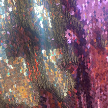 Load image into Gallery viewer, Eggplant /silver Reversible Stretch Sequins On 2 Way Stretch Spandex Sequins Fabric By Yard
