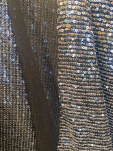 Load image into Gallery viewer, mini silve sequin with black mesh stretches to 2 sides sold by the yard
