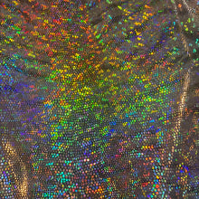 Load image into Gallery viewer, iridescent Hologram grey/black tiger design spandex stretch for all 4 sides 58/60 wide sold by the yard
