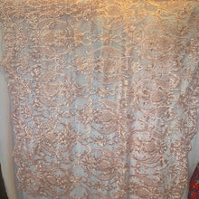 Load image into Gallery viewer, Lace embroidered with rhinestones on Mesh 54 wide colored pink sold by the yard
