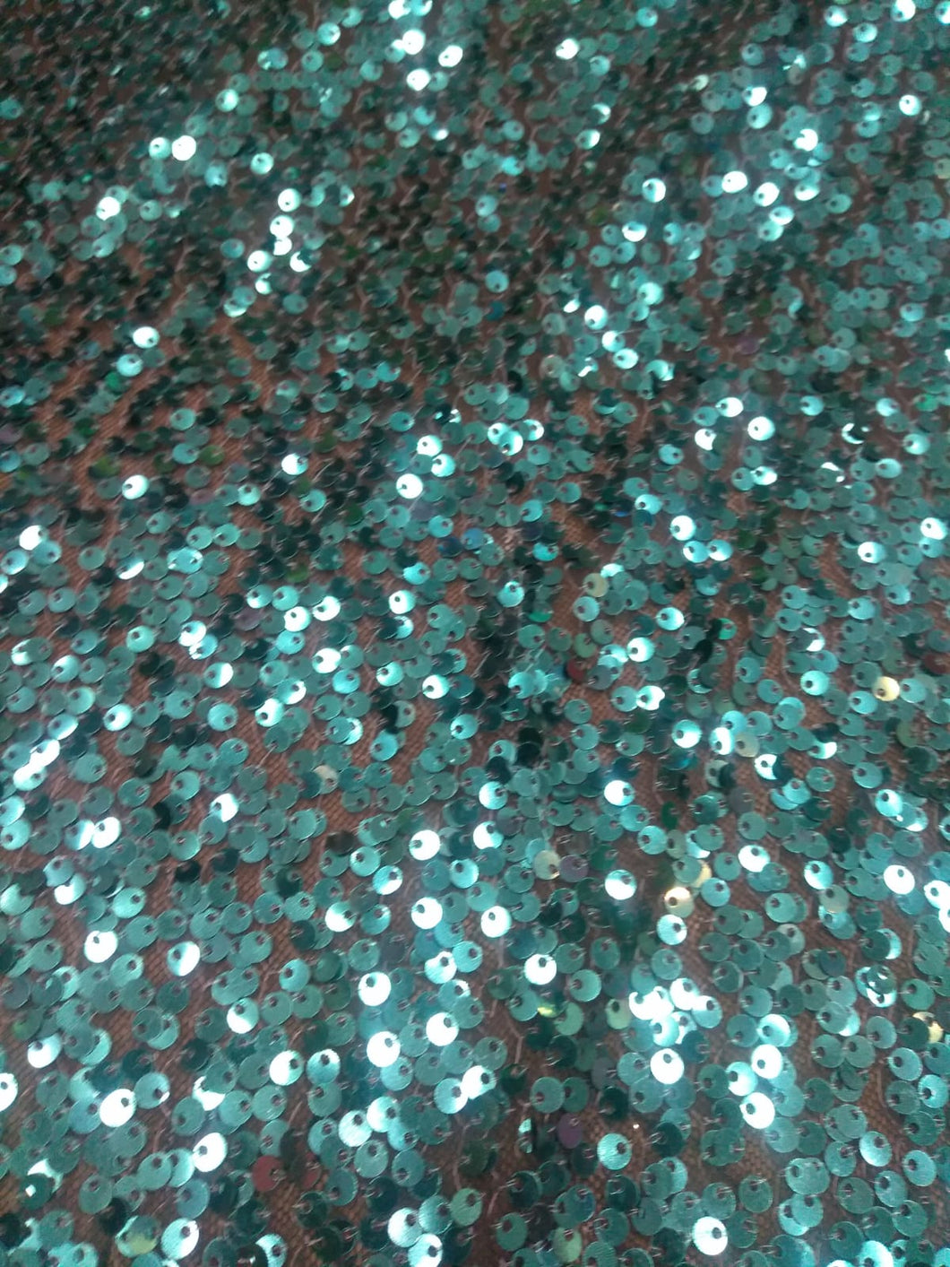 Iridescent Hunter Green Drop Sequins Desings Stretch Sequins 2 Way On Black Mesh Sequins Fabric By Yard