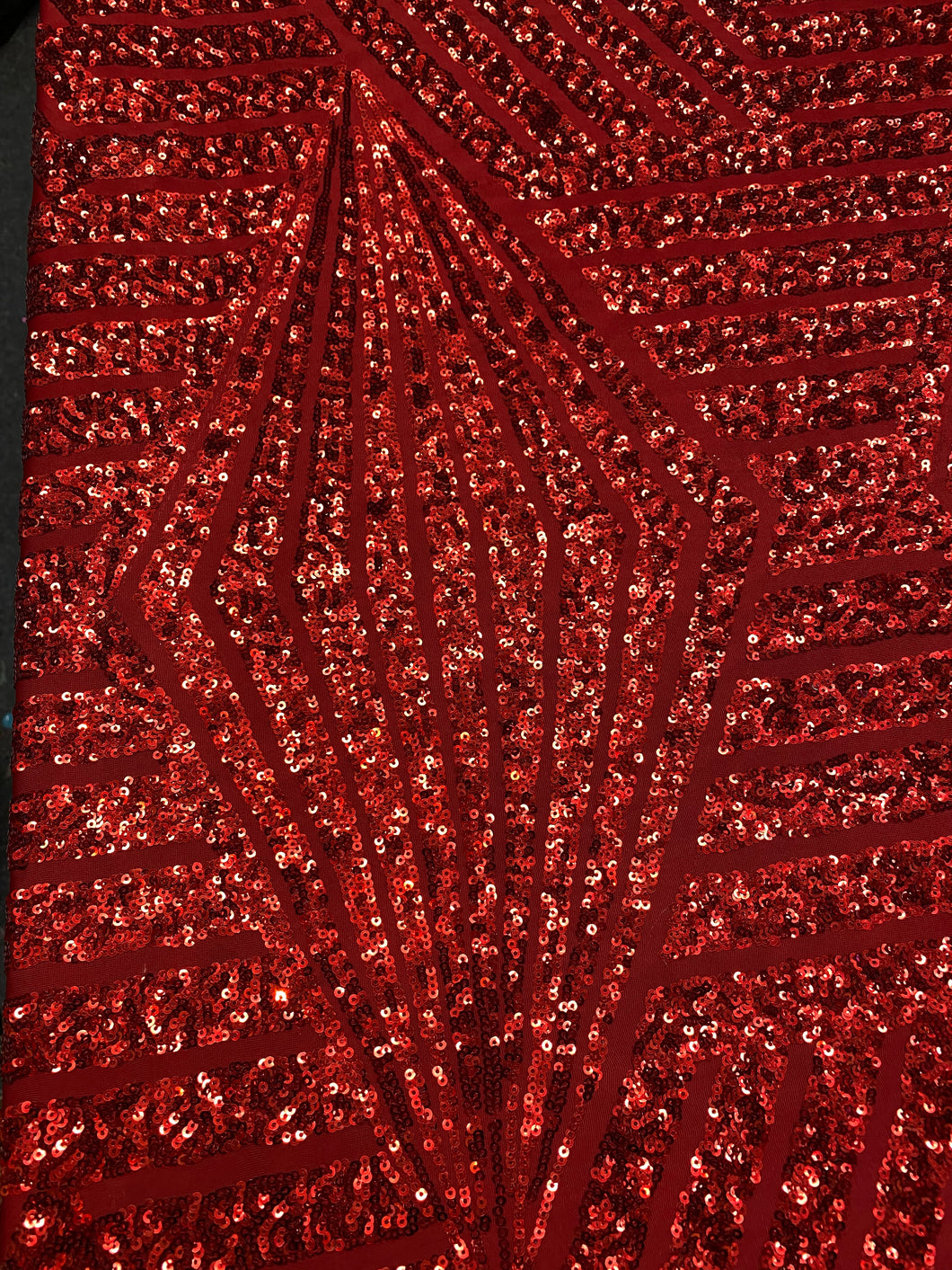 Dk Red Geometric Desings Stretch Sequins 4 Way On Red Spandex Sequins Fabric By Yard