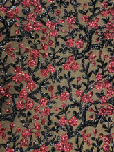 Load image into Gallery viewer, Burgundy/Black Floral/Flowers Desings Stretch Sequins 2 Way On Black Mesh Sequins Fabric By Yard
