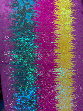 Load image into Gallery viewer, Multi-Color Rainbow Wave Desings Stretch Sequins 2 Way On White Mesh Sequins Fabric By Yard
