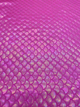 Load image into Gallery viewer, Mermaid Fish Scales Spandex Fabric Candy Pink Iridescent Sold By Yard
