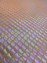 Load image into Gallery viewer, Mermaid Fish Scales Spandex Fabric Peach Iridescent Sold By Yard
