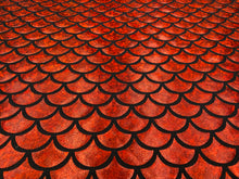 Load image into Gallery viewer, Jumbo Mermaid Fish Scales Spandex Fabric Red Iridescent Sold By Yard
