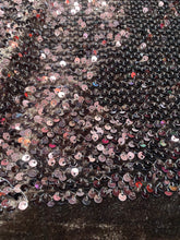 Load image into Gallery viewer, Black elegant velvet sequin fabric stretches for all 4 sides sold by the yard
