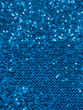 Load image into Gallery viewer, Turquoise Oval Geometric Stretch Sequins On 4 Way Stretch Velvet Sequins Fabric By Yard
