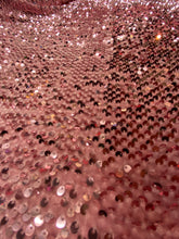 Load image into Gallery viewer, Blush elegant velvet sequin fabric stretches for all 4 sides sold by the yard
