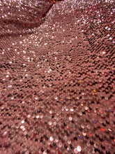 Load image into Gallery viewer, Blush elegant velvet sequin fabric stretches for all 4 sides sold by the yard
