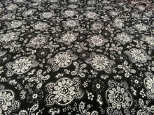 Load image into Gallery viewer, Bandana  Designs Stretch Fabric On 4 Way Stretch Spandex Fabric By Yard Black
