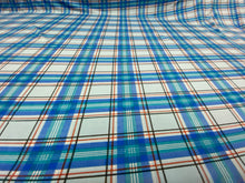 Load image into Gallery viewer, Plaid Designs Stretch Fabric On 4 Way Stretch Spandex Fabric By Yard Blue
