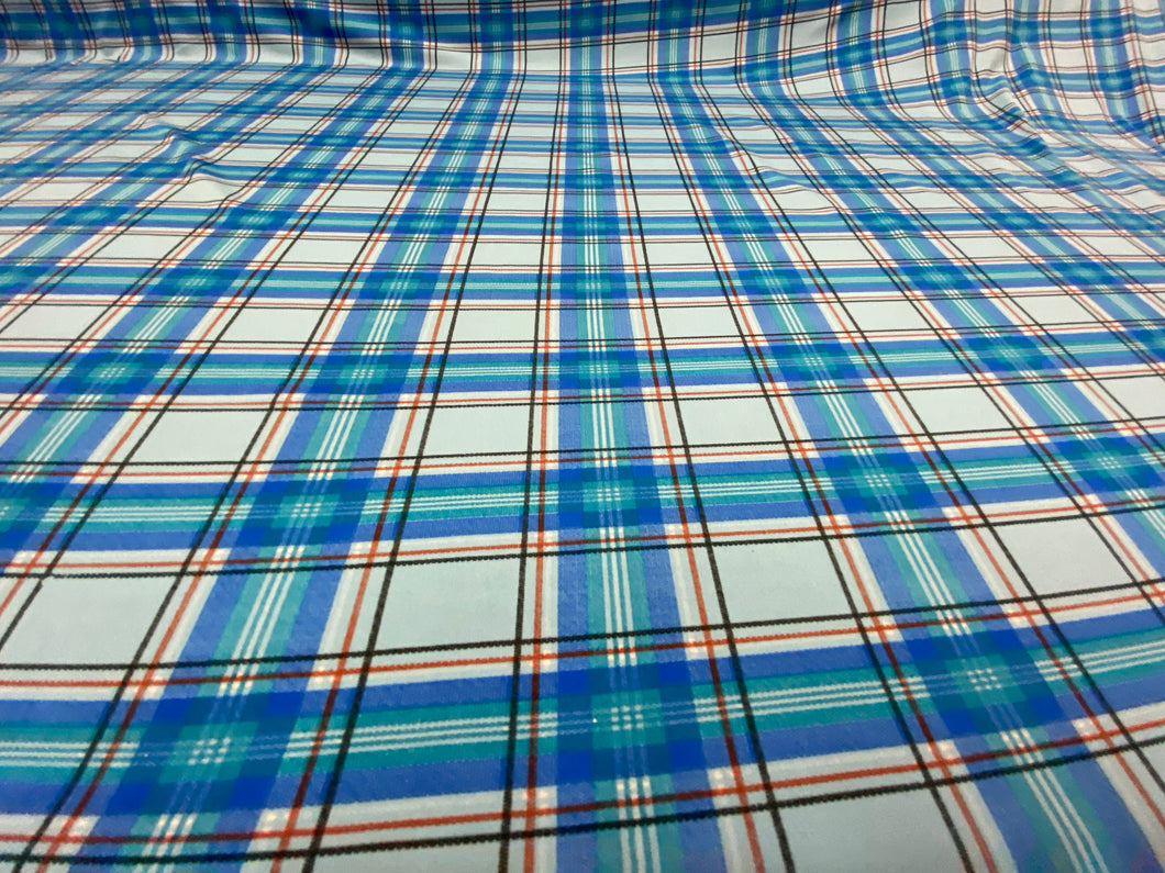 Plaid Designs Stretch Fabric On 4 Way Stretch Spandex Fabric By Yard Blue