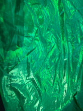 Load image into Gallery viewer, Green Oil Shiny Mirror Desings Nylon Spandex Fabric Iridescent Sold By Yard
