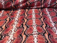 Load image into Gallery viewer, Techno Spandex Pink/white/ tan Fabric Snake Designs By The Yard.
