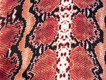 Load image into Gallery viewer, Techno Spandex Pink/white/ tan Fabric Snake Designs By The Yard.
