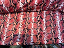 Load image into Gallery viewer, Techno Spandex Pink/white/ tan Fabric Snake Designs By The Yard.
