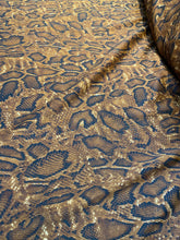 Load image into Gallery viewer, Techno Spandex bronw / tan  Fabric Snake Designs By The Yard.
