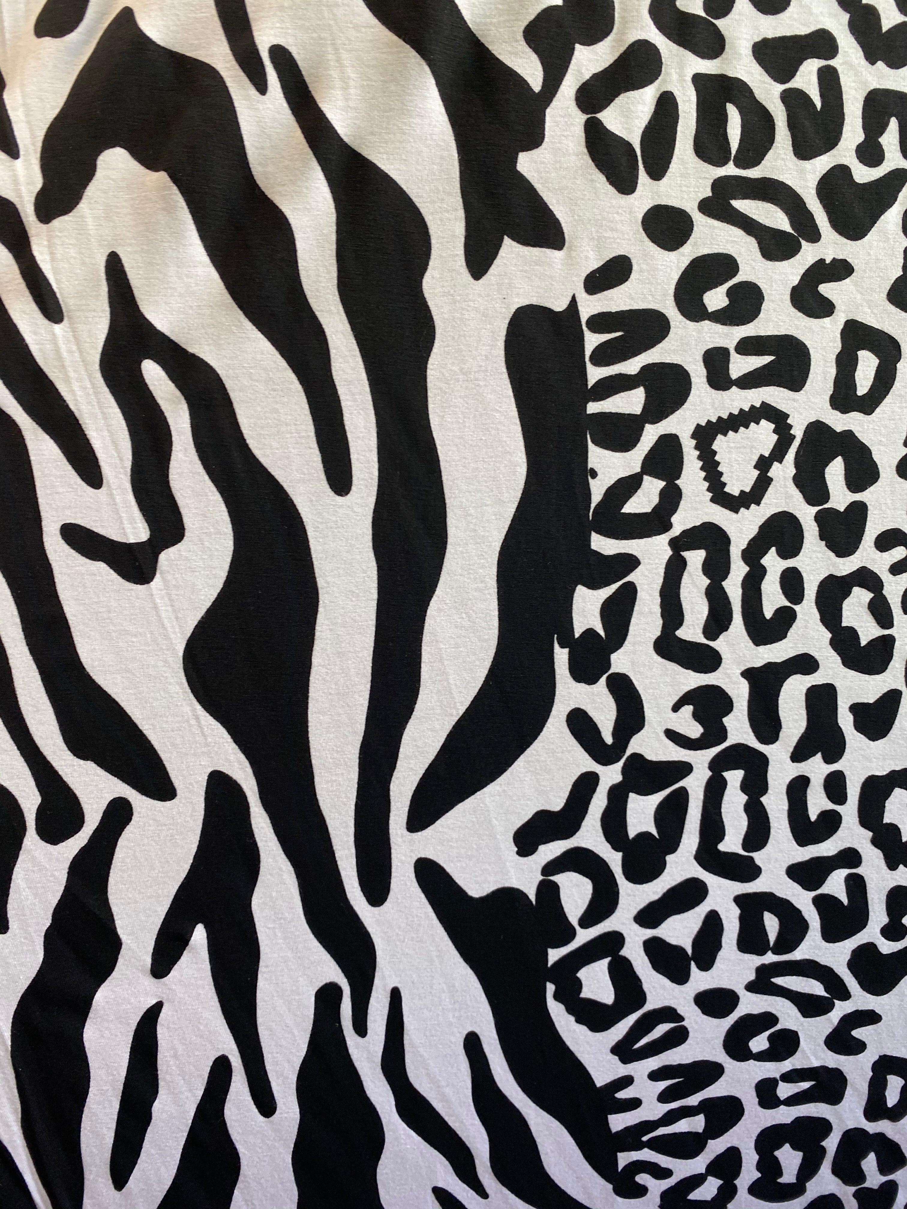 Animal Prints  Desings Nylon Spandex Fabric Iridescent Sold By Yard  Black/White
